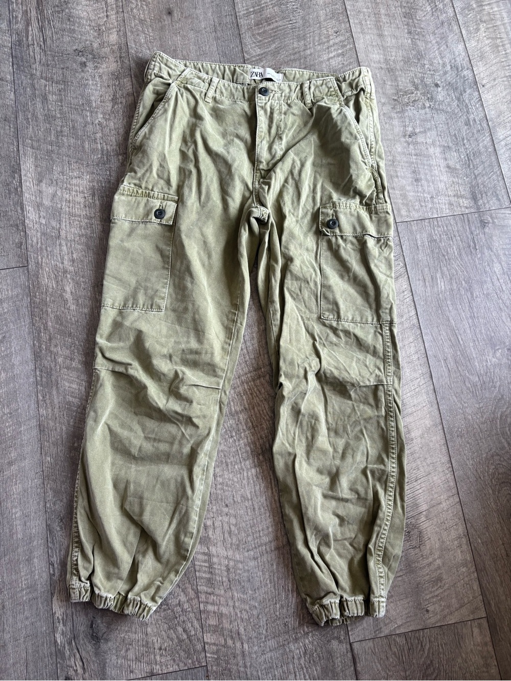 Zara Olive Green Women's Cargo Jogger Pants